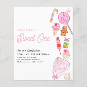 Billig SWEET ONE Candy Kids Candyland 1. Geburtsta Flyer