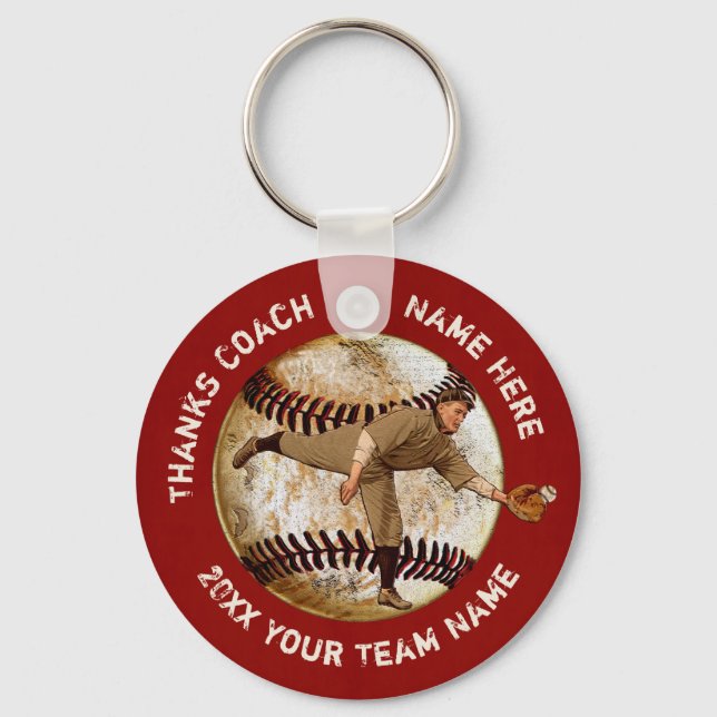 Billig Vintag aussehen Baseball Teamgeschenke PERS Schlüsselanhänger (Vorderseite)