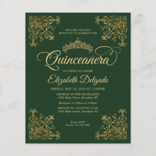 Billig Vintager Emerald Green Gold Frame Quinceane Flyer