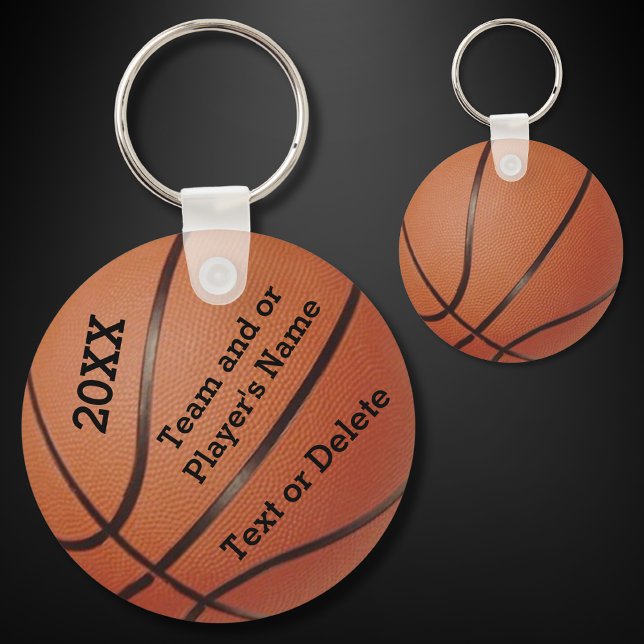 Billige Basketball-Schlüsselanhänger 3 Textfelder  Schlüsselanhänger (Basketball Party Favors. Cheap Basketball Team Gifts. End of Season Basketball Gifts, for players.)