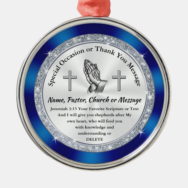 Billige Christliche Geschenke. Bibelverse-Ornament Ornament Aus Metall (Vorne)