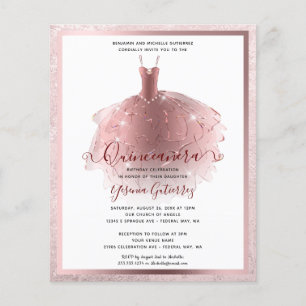 Billige elegante roségoldene Quinceañera-Einladung Flyer