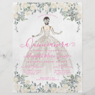Billige Floral Elfenbein Hot Pink Prinzessin Quinc Flyer