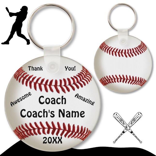 Billige Geschenke für Coaches Custom Baseball Keyc Schlüsselanhänger (Cheap Baseball Coach Gifts. Black, Red and White. End of Baseball Season, gifts for baseball coaches)
