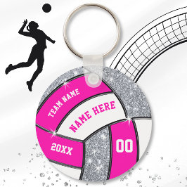 Billige Silber-, Rosa- und Weiß-Volleyball-Schlüss Schlüsselanhänger