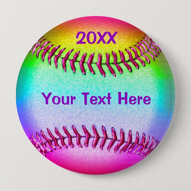 Billige Softball-Geschenke für Mädchen IHR TEXT Button (Vorderseite)