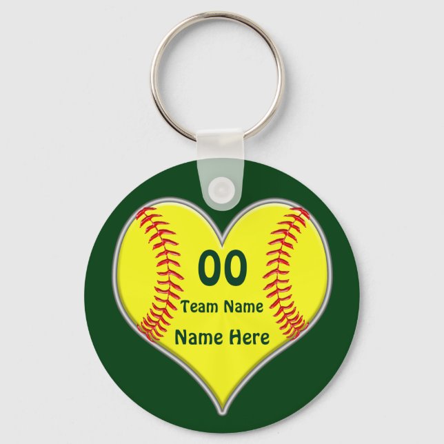 Billige Softball-Geschenke mit Text und Farben Schlüsselanhänger (Vorderseite)