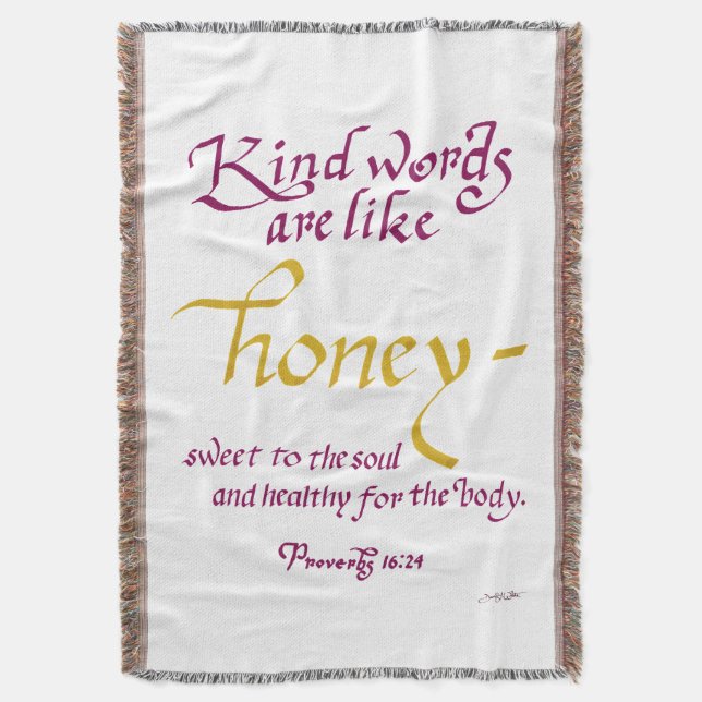 Billige Worte sind wie ein Honey Bible Verse Decke (Vorderseite Vertikal)