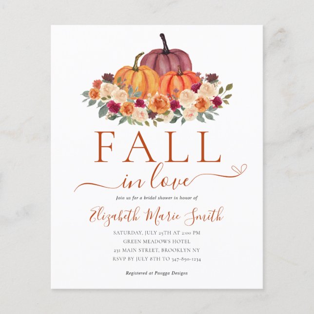 Billiger Fall in der Liebe Floral Pumpkin Brautpar Flyer (Vorne)