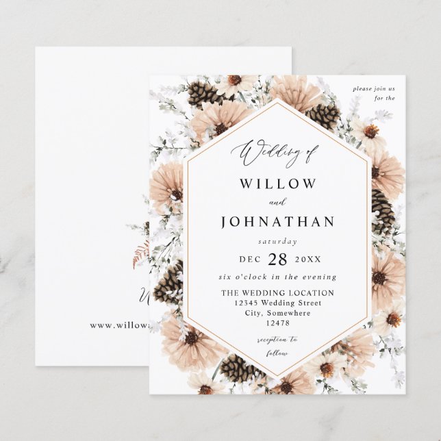 Billiges Beige & Pine Rustikale Hochzeit (Vorne/Hinten)
