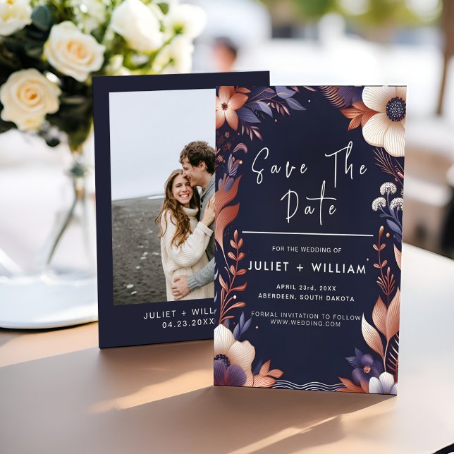 Billiges Budget Stilvolle Blue Wedding der Navy Save The Date (Von Creator hochgeladen)