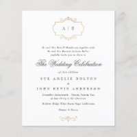 Billiges Gold Monogramm Hochzeit Einladung