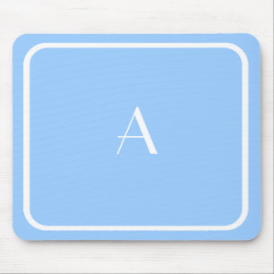 Billiges Light Sky Blue Mousepad mit weißem Monogr
