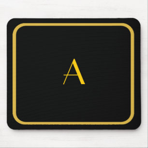 Billiges schwarzes Mousepad mit Gold-Rahmen und Mo