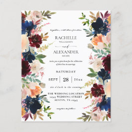 Billigflieger, Burgund, Pink & Peach Hochzeit Flyer
