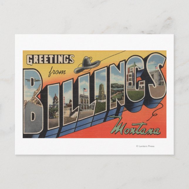 Billings, Montana - Großbuchstaben Szenen 2 Postkarte (Vorderseite)