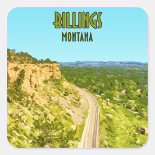 Billings Montana Rim Rocks Vintag Quadratischer Aufkleber