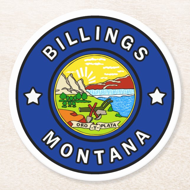 Billings Montana Runder Pappuntersetzer (Vorderseite)