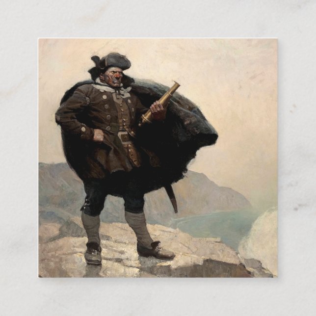 Billy Bones, Treasure Island von N. C. Wyeth Quadratische Visitenkarte (Rückseite)