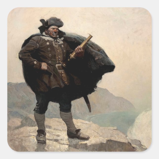 Billy Bones, Treasure Island von N. C. Wyeth Quadratischer Aufkleber (Vorderseite)