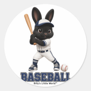 Billy der Hasen Baseball Süße Sport Bunny Runder Aufkleber