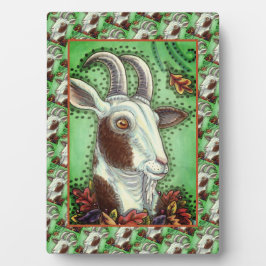 BILLY GOAT AND AUTUMN LEAVES, ERNTEDANK FARM FOTOPLATTE