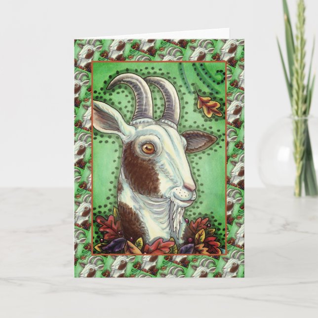 BILLY GOAT AND AUTUMN LEAVES, ERNTEDANK FARM KARTE (Vorderseite)