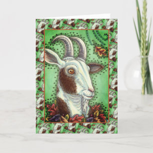BILLY GOAT AND AUTUMN LEAVES, ERNTEDANK FARM KARTE