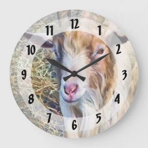 Billy Goat Closeup Große Wanduhr