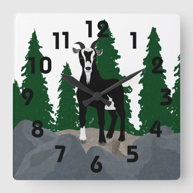 Billy Goat Wall Clock Quadratische Wanduhr (Vorderseite)