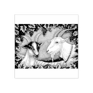 BILLY & KID NAPA VALLEY GOATS RUBBER BRIEFMARKE GUMMISTEMPEL