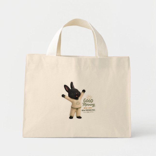 Billy Morgen Stretch Niedlicher Schwarzer Rex-Hase Mini Stoffbeutel (Vorne)