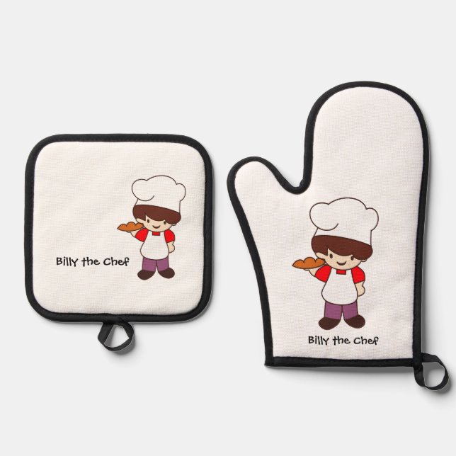 Billy the Chef Masterchef Print  Ofenhandschuh & Topflappen-Set (Vorderseite)