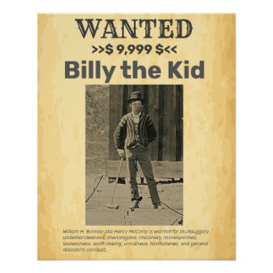 Billy the Kid 🤠 affiche RECHERCHÉE REWARD
