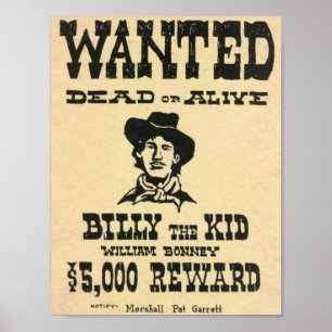 Billy the Kid Old Wild West Poster Recherché