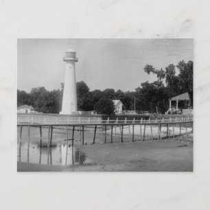 Biloxi Lighthouse Vintag Foto Postkarte