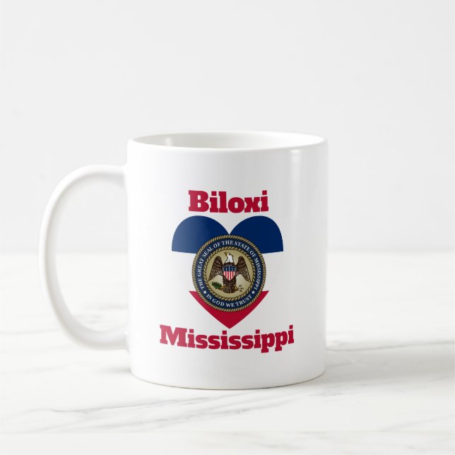 Biloxi Mississippi Herzerflag Kaffeetasse (Links)