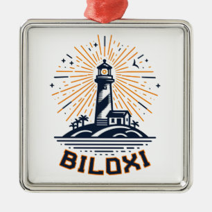 Biloxi Mississippi Leuchtturm Sonnenaufgang Ornament Aus Metall