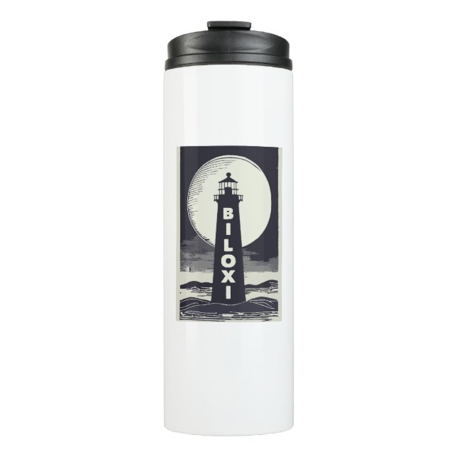 Biloxi Mississippi Lighthouse Moon Thermosbecher (Vorderseite)