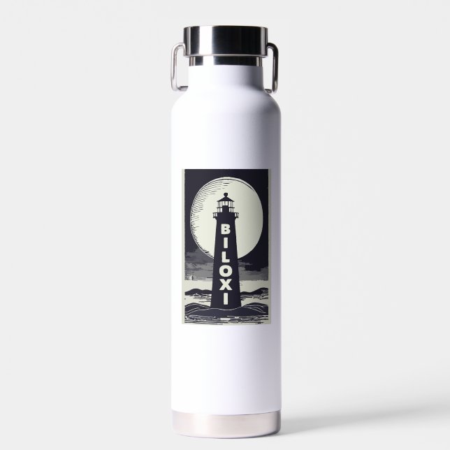 Biloxi Mississippi Lighthouse Moon Trinkflasche (Vorne)