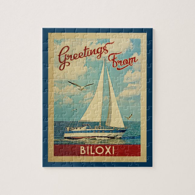 Biloxi Segelboot-Vintage Reise Mississippi (Vertikal)