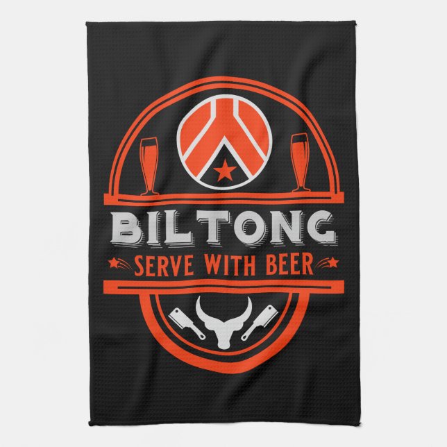Biltong und Bier Geschirrtuch (Vertikal)