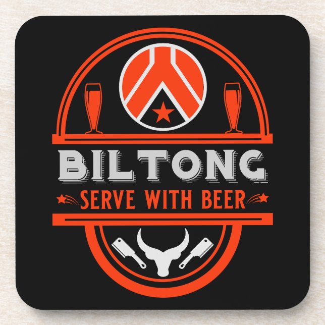 Biltong und Bier Getränkeuntersetzer (Vorderseite)