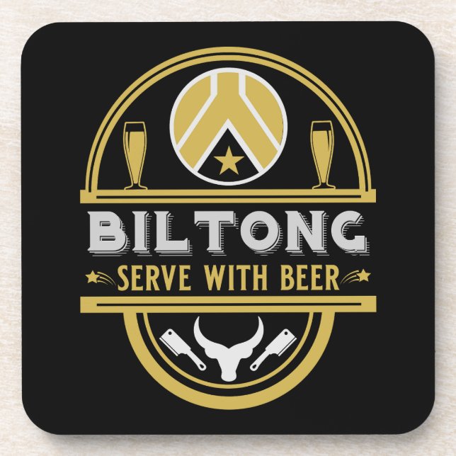 Biltong und Bier Getränkeuntersetzer (Vorderseite)