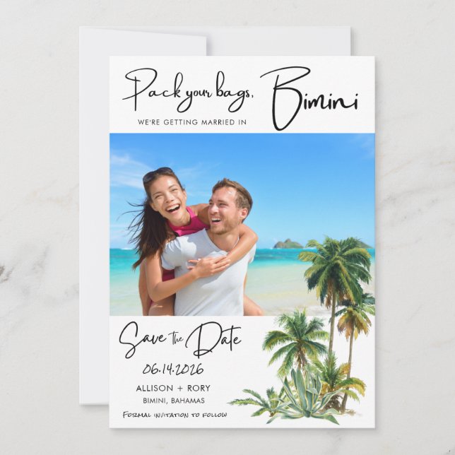 Bimini Bahamas Hochzeit in Urlaubsort Save the Dat (Vorderseite)