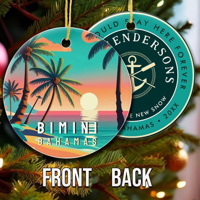 Bimini Bahamas Retro Sunset Travel Souvenir 1950s Keramik Ornament (Von Creator hochgeladen)