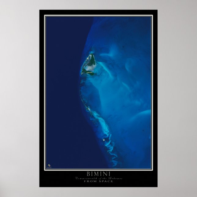 Bimini Island Bahamas von Space Satellite Karte Poster (Vorne)