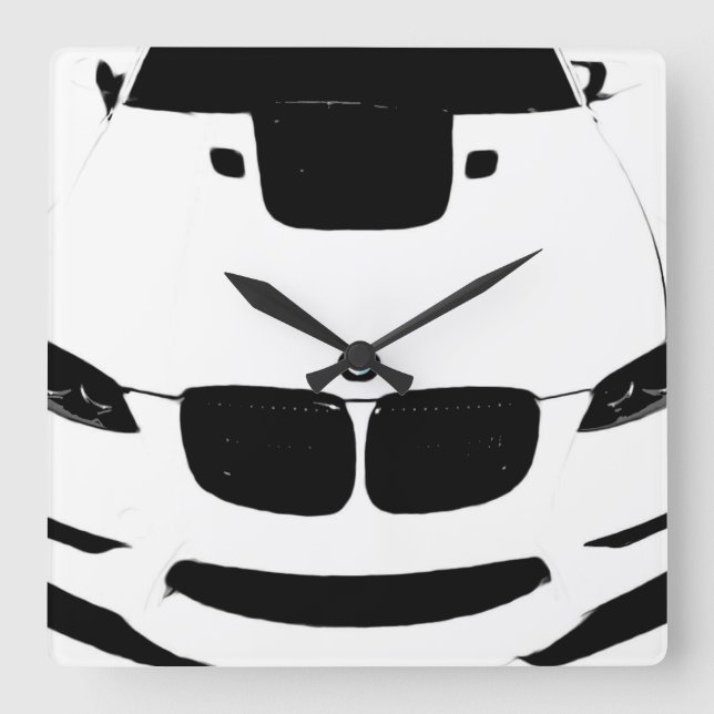 ~Bimmer~ WALL CLOCK, POP ART, KÜMMERN SIE! Quadratische Wanduhr (Vorderseite)
