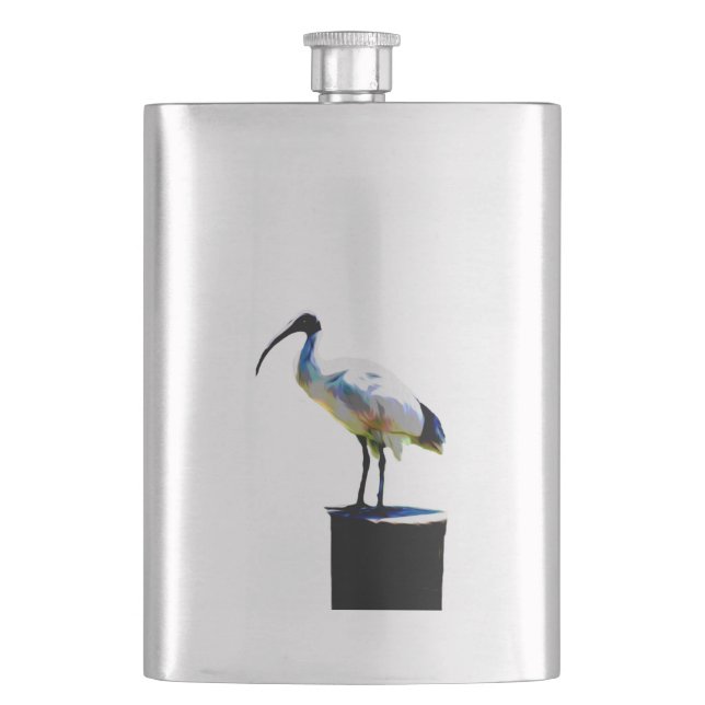 Bin Chicken, (ibis), Ölfarbe, Hüftkolben Flachmann (Vorderseite)
