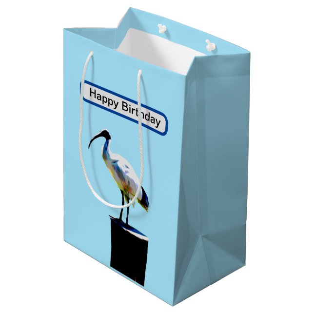 Bin Chicken, (Ibis) Ölfarbe, Mittlere Geschenktüte (Rückseite Schrägansicht)